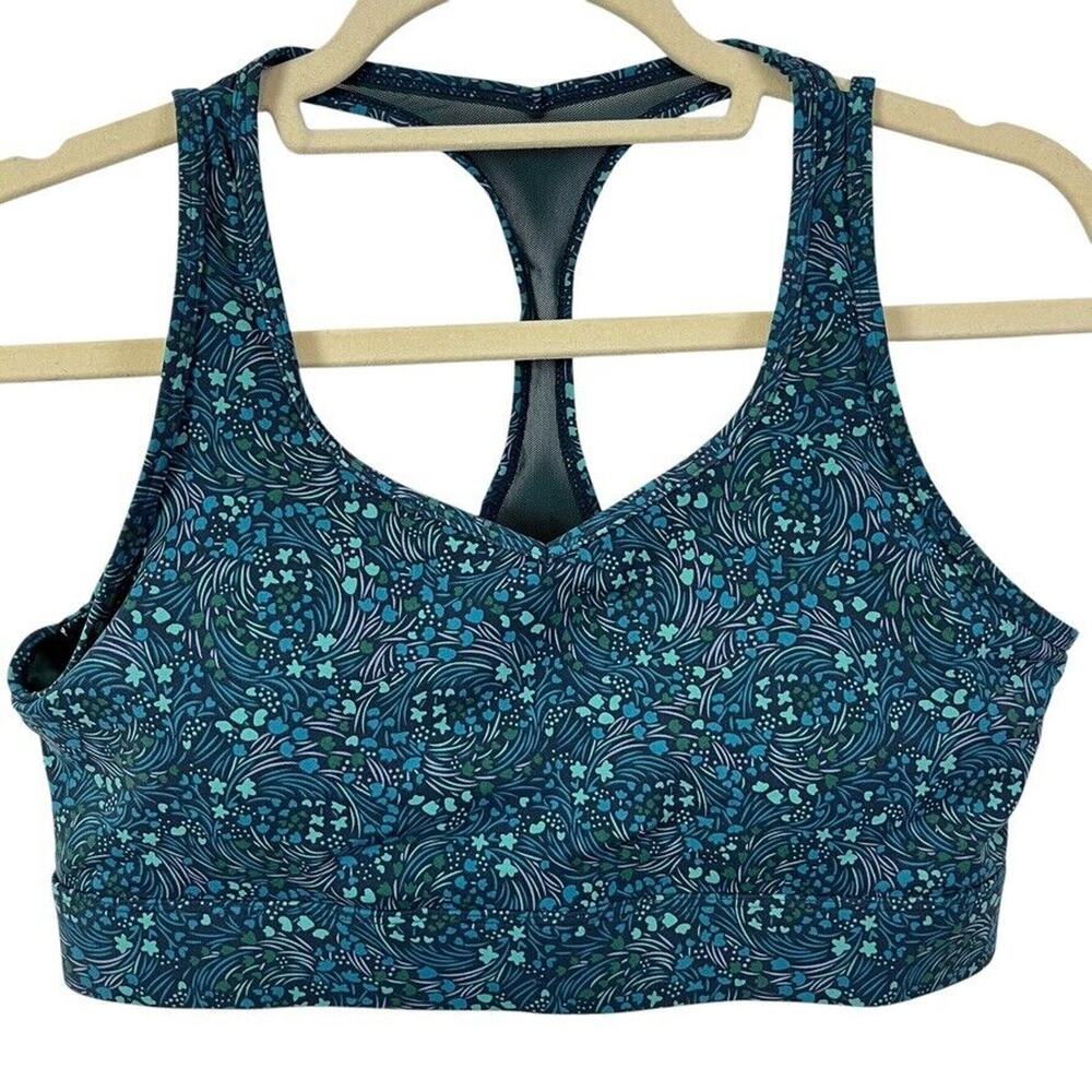 Zyia Womens Teal Racerback Sports Bra Gym Workout Removable Padded Yoga sz S/M